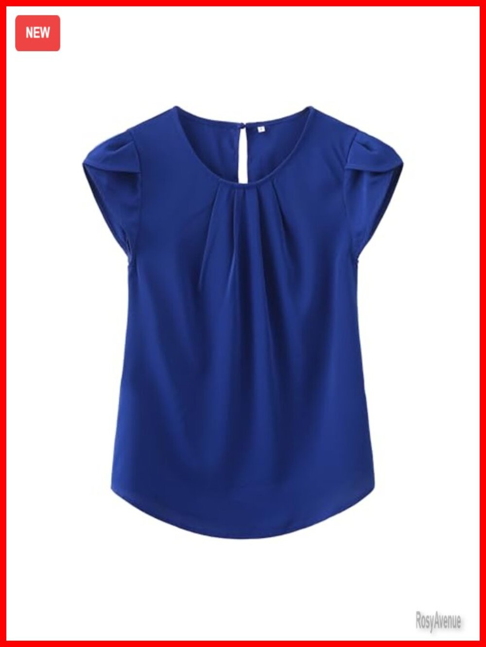 Womens Pleated Front Cap Sleeve Blouse Dressy Casual Round Neck Top